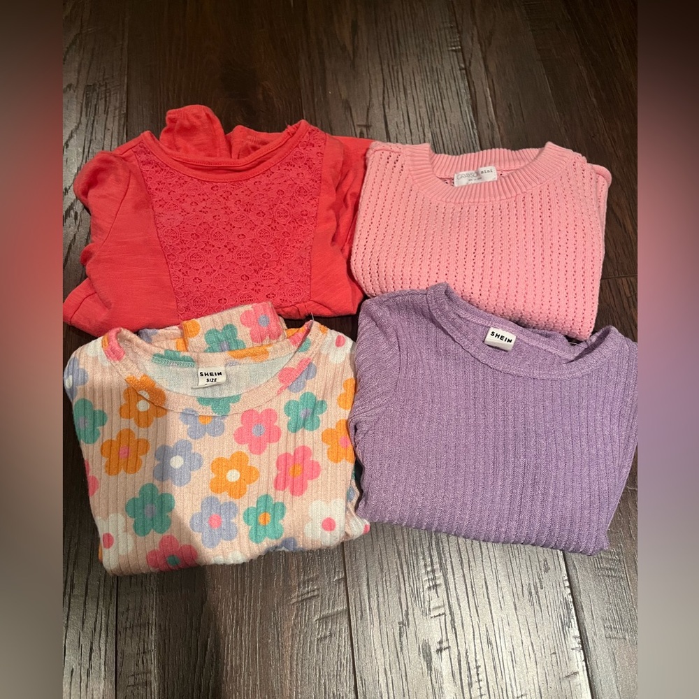 Bundle of 4 size 2T and 2-3 years Colorful girls shirts